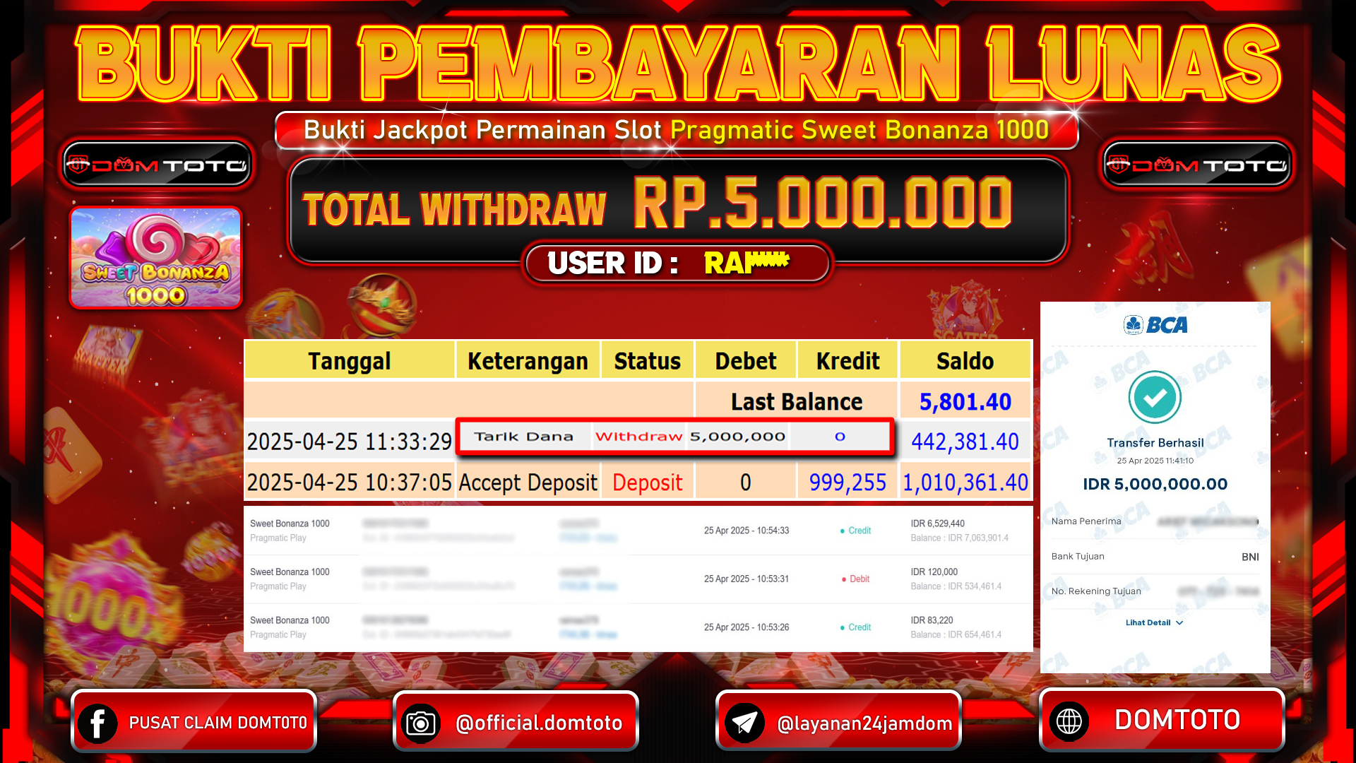 JACKPOT SLOT SWEET BONANZA 1000 25 APRIL 2025